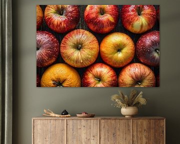 Frisse Appels met Waterdruppels op Hout van Art & Soul Creations