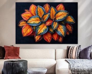 Stylised Autumn Leaves on Dark Background