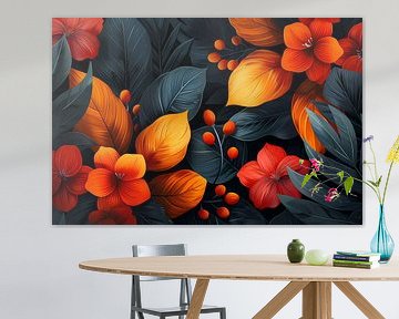 Moderne Dans van Oranje en Rode Bloemen van Art & Soul Creations