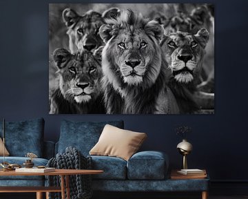 Leeuwenfamilie in de savanne van Art & Soul Creations