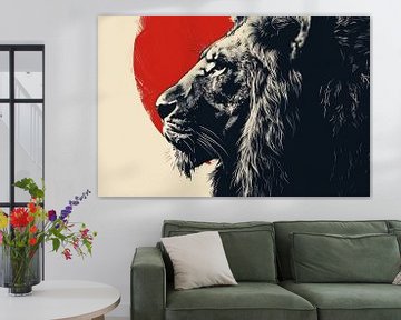 Rode Hart en Zwarte Leeuw Silhouet van Art & Soul Creations