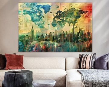 Abstract City with Line Pattern