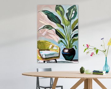 Stilleven stoel en plant