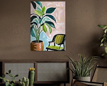 Stilleven plant met stoel