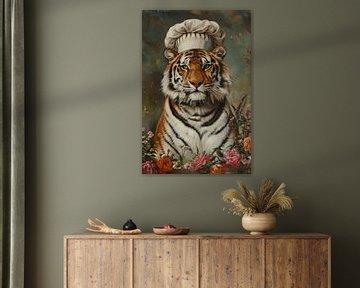 Royal Chef - Tiger amid flowers by Eva Lee