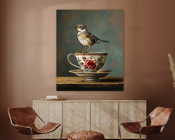 Vogel Portret op servies van But First Framing