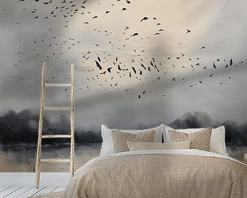 Bird Landscape Painting by ComfortQ