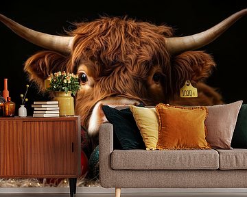 Feestelijke Hooglandkoe - Kerstsfeer in Kleurrijke Glans - Schotse Hooglander - Kerst van Eva Lee