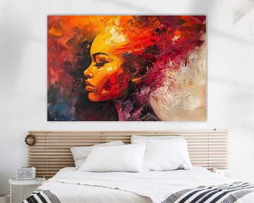 Expressieve abstracte vrouw in warme tinten van Art & Soul Creations