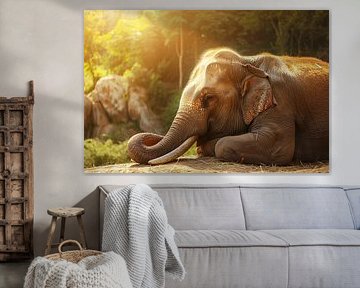 Rustende Olifant in het Gouden Zonlicht