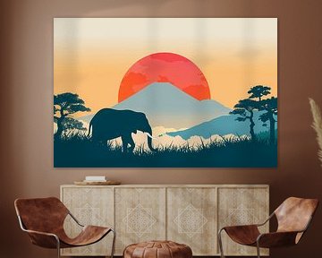 Olifant silhouet berg van Art & Soul Creations