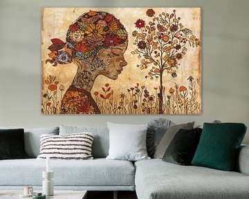 Vrouwelijk Profiel met Natuurlijke Elementen van Art & Soul Creations