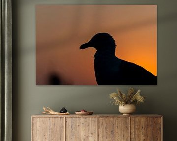 Silhouet in de Schemering Vogel bij Zonsondergang van Femke Ketelaar