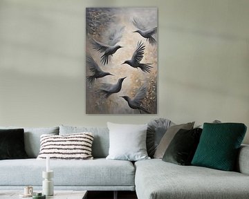 Elegant Fly Birds Schilderij van ComfortQ