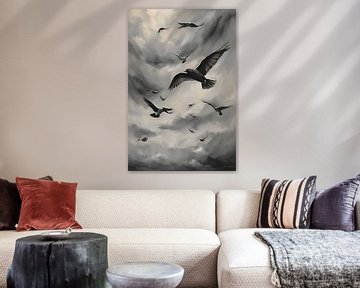 Dans In De Wind Vogels Schilderij van ComfortQ