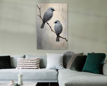 Broer en Zus Vogels Schilderij van ComfortQ