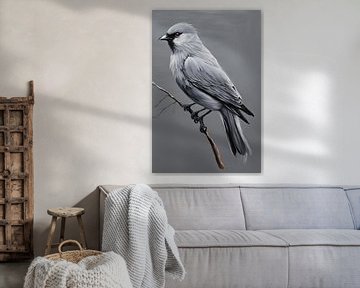 De Oplettende Vogel Schilderij van ComfortQ