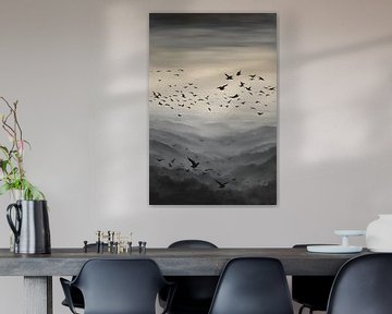 Vogels In de Bergen Schilderij van ComfortQ