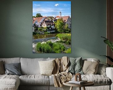 Oude stad Harburg aan de rivier Wörnitz van ManfredFotos