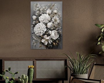Pracht Passie Wit Roos Bloemen Schilderij van ComfortQ