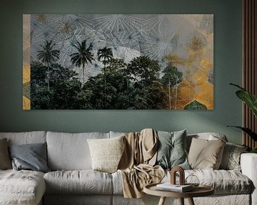 Palmbos bij nacht collage landschap van Vlindertuin-Art