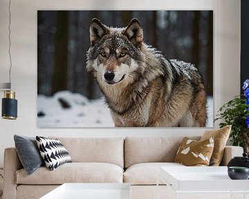 Wolf in de sneeuw, krachtige close-up weergave van Art & Soul Creations