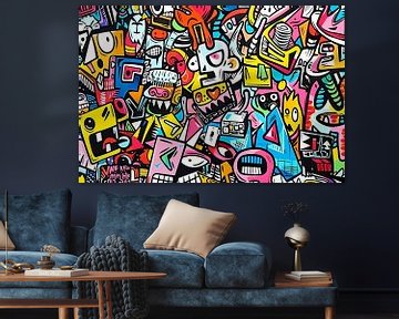 Kleurrijke abstracte illustratie met speelse karakters van Art & Soul Creations