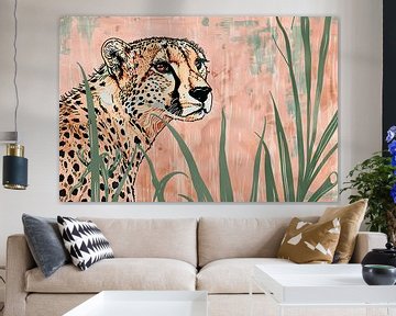 Schilderij van cheetah in zachte kleuren van Art & Soul Creations