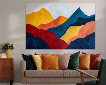 Kleurrijk abstract berglandschap met dynamische vormen van Art & Soul Creations