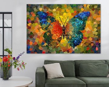 Abstracte kleurrijke vlinder met herfstbladeren van Art & Soul Creations