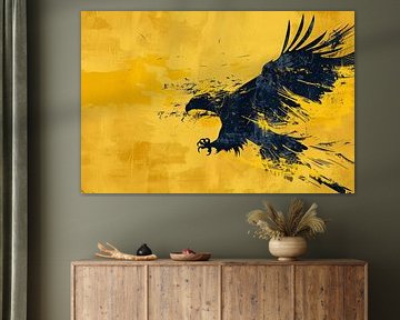 Dynamic eagle on yellow background by Art & Soul Creations