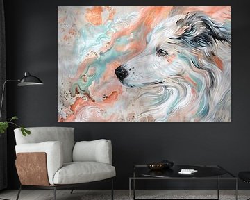 Abstracte hond in zachte pastelkleuren