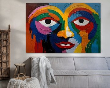 Abstract kleurrijk portret in moderne stijl van Art & Soul Creations