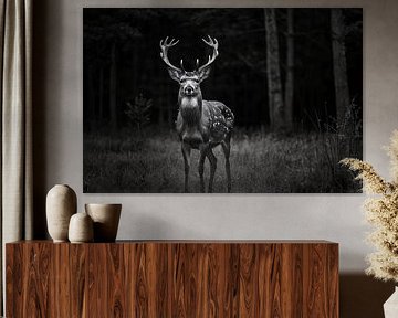 Deer in a dark forest setting