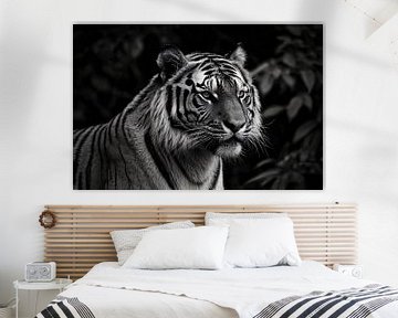 Majestic black and white tiger in natural habitat by Art & Soul Creations