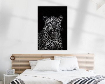 Detailed black-and-white portrait of leopard by Art & Soul Creations
