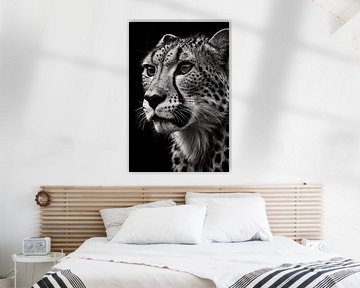 Beautiful black-and-white portrait of a cheetah by Art & Soul Creations