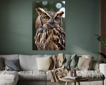 Gedetailleerde close-up van een uil met veren van Art & Soul Creations