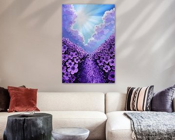 Abstract bloemenveld met paarse accenten van Art & Soul Creations