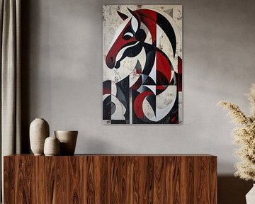 Abstract horse with geometric shapes and lines by Art & Soul Creations