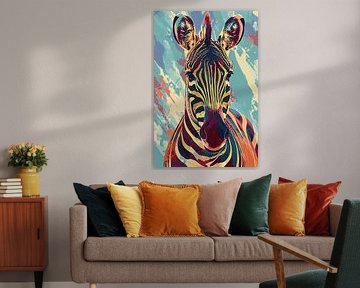 Colourful surreal zebra patterned artwork