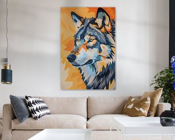 Loup géométrique abstrait aux couleurs vives sur Art & Soul Creations
