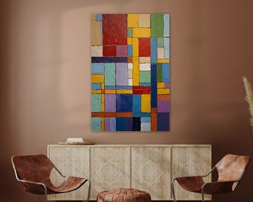 Abstract kleurrijk geometrisch olieverfschilderij op canvas van Art & Soul Creations