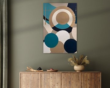 Abstract geometric artwork with circles and lines by Art & Soul Creations