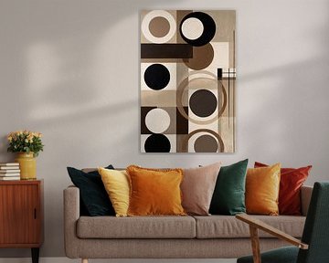 Geometric abstract painting with circles and rectangles by Art & Soul Creations