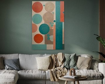 Abstract art with geometric shapes and colours by Art & Soul Creations