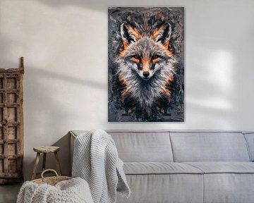 Dynamische vos kunst print