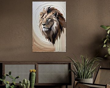 Majestueuze abstracte leeuwenkop van Art & Soul Creations