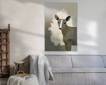 Minimalistische hertenschildering in zachte tinten van Art & Soul Creations