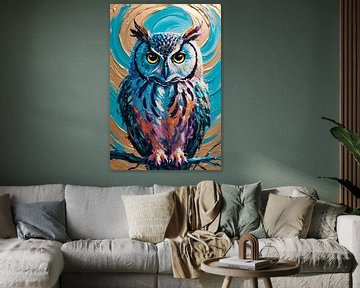 Kleurrijke abstracte uilenkunst van Art & Soul Creations